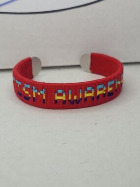 Multicolor "Autism Awareness" Embroidered Bracelet | Support & Advocacy Jewelry